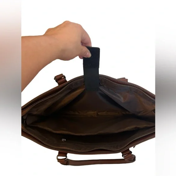 Laptop Tote Bag Brown Business Bag - Picture 6 of 10